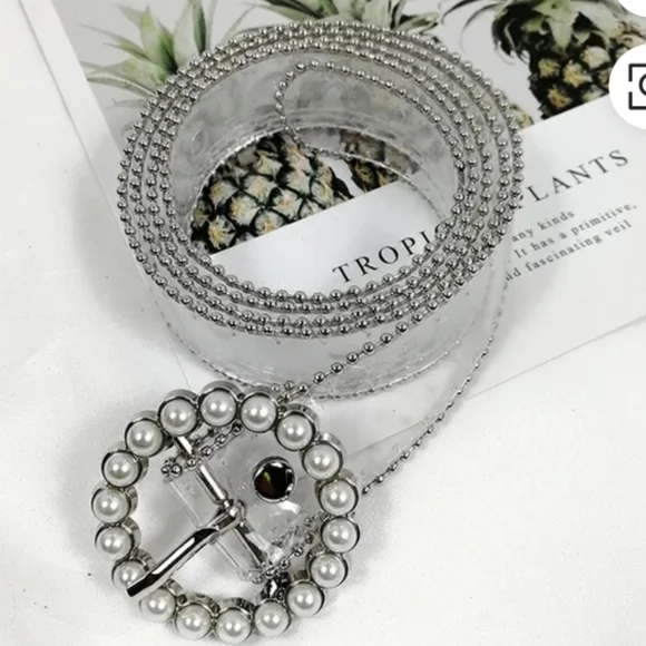 Circle Pearl Buckle Clear Transparent 2.8" Width S/M - Picture 1 of 1